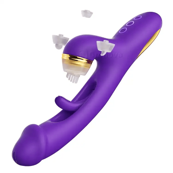 Ursula - Cutting edge G spot Vibrator with Interchangeable Silicone Sleeves for Tapping, Suction, Tickling, and Licking Functions