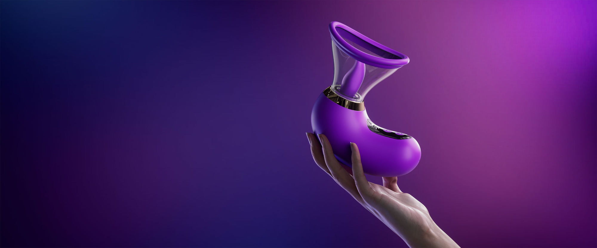 SENSIVO product in hand on a deep plum background