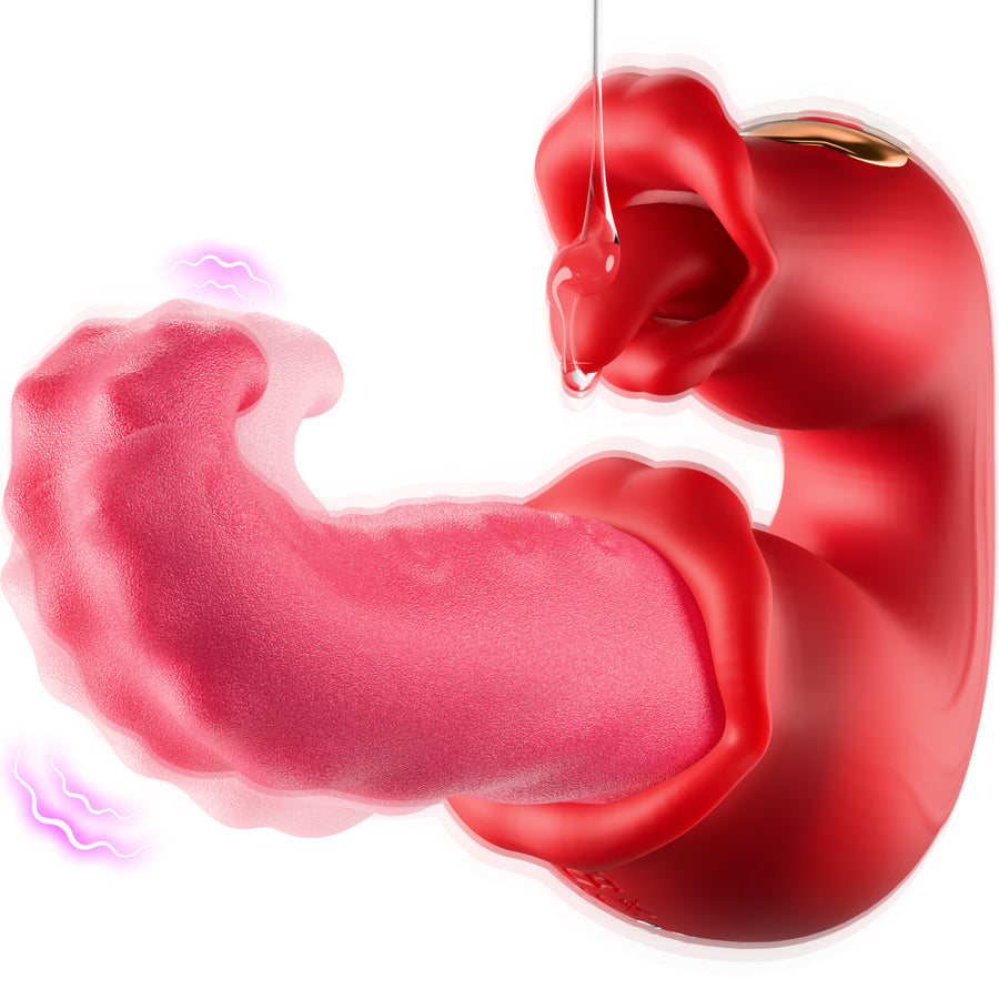 3-in-1 Dildo Vibrator – Rose Toy with G-Spot, Clit & Tongue Action
